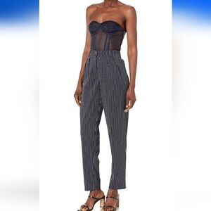 The Drop Striped Blue and White Women's Pleated Trousers 2X NWT Plus Size